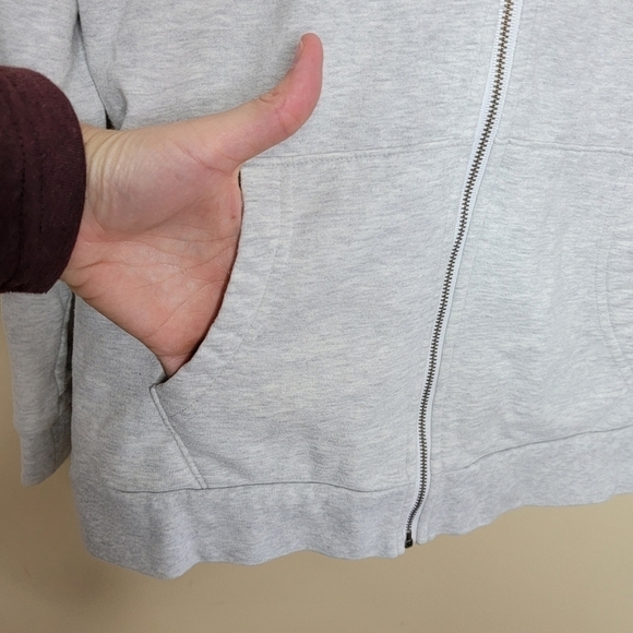 Eddie Bauer | Light Gray Zip Front Hooded Sweatshirt Jacket Size Large - Picture 3 of 6